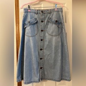 Button up denim skirt